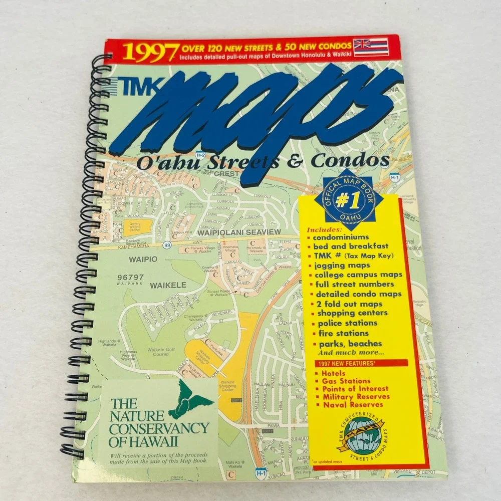 1997 TMK Maps Oahu Hawaii Streets & Condos Spiral Map Book Vintage Atlas